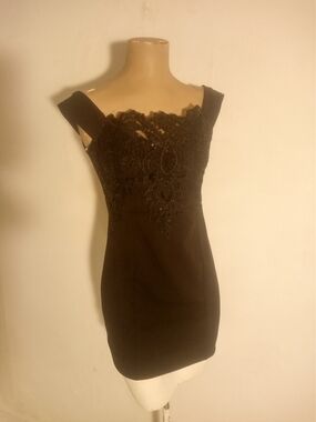 Lulu's Black Lace Off-Shoulder Mini Dress